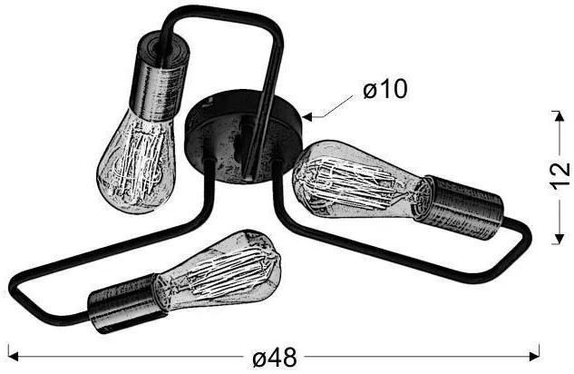 Candellux Čierne stropné svietidlo Herpe pre žiarovku 3x E27 33-66916