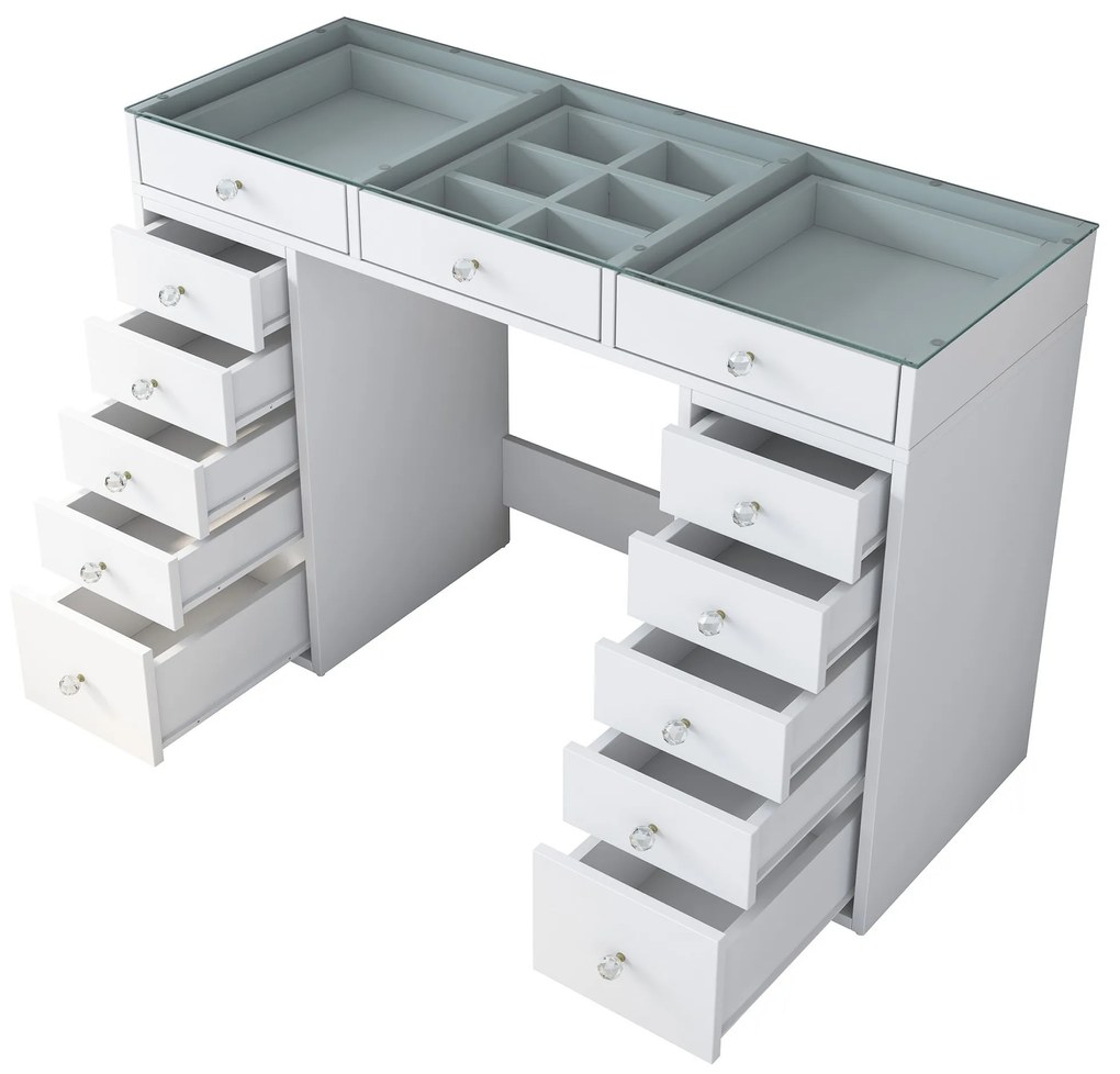 Toaletný stolík Melissa 01 biely/čirý