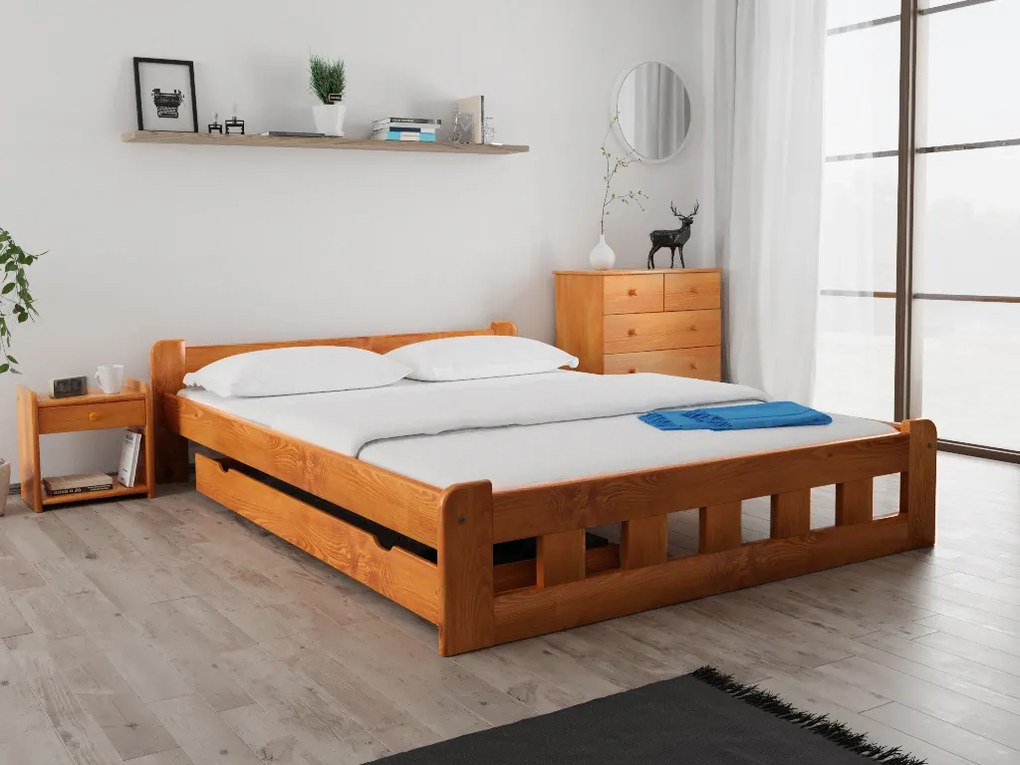 Posteľ Naomi zvýšená 160 x 200 cm, jelša Rošt: S latkovým roštom, Matrac: Matrac COCO MAXI 20 cm