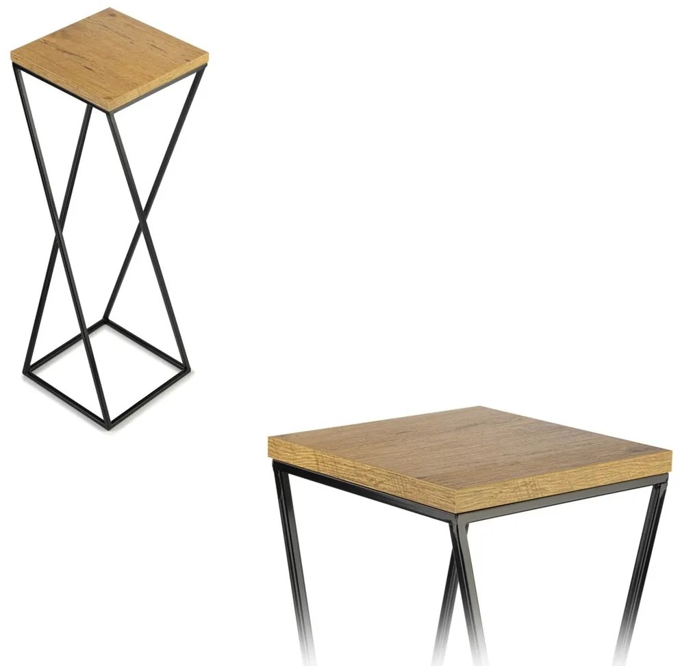 STOJAN NA KVETINÁČ LOFT7 70X24X24 CM ČIERNA/HNEDÁ