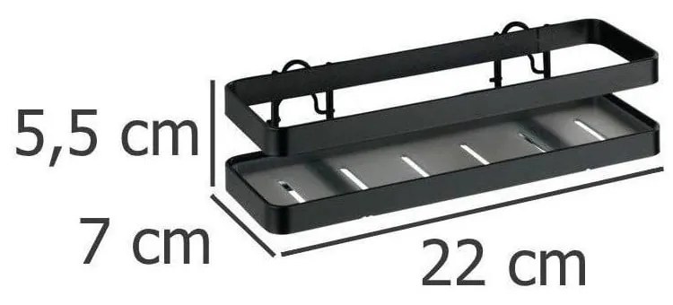 Čierna nástenná polica do kuchyne Wenko Turbo-Loc® Gala, šírka 22 cm