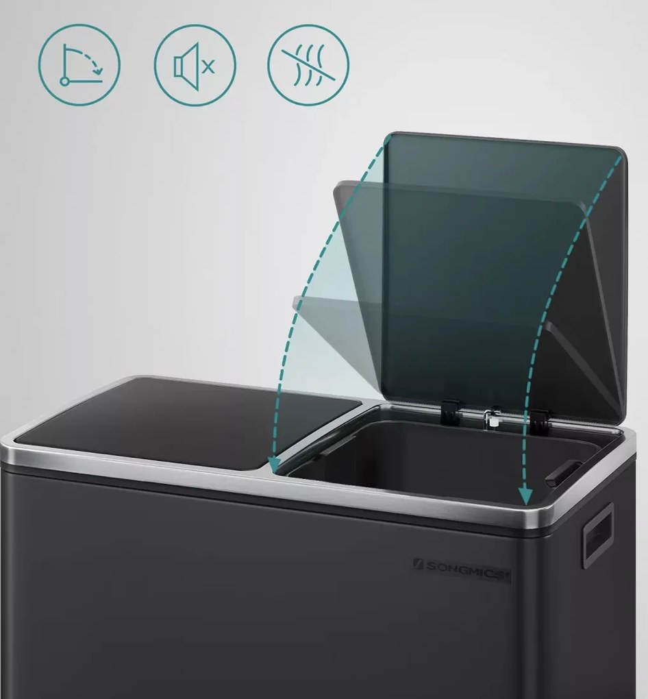 Odpadkový kôš s vekom JORDAN 2x30 L čierny