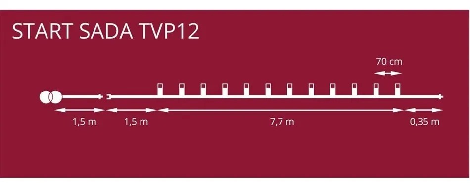 Svetelná reťaz Stromček farebný, 12 žiaroviek Filament, základná