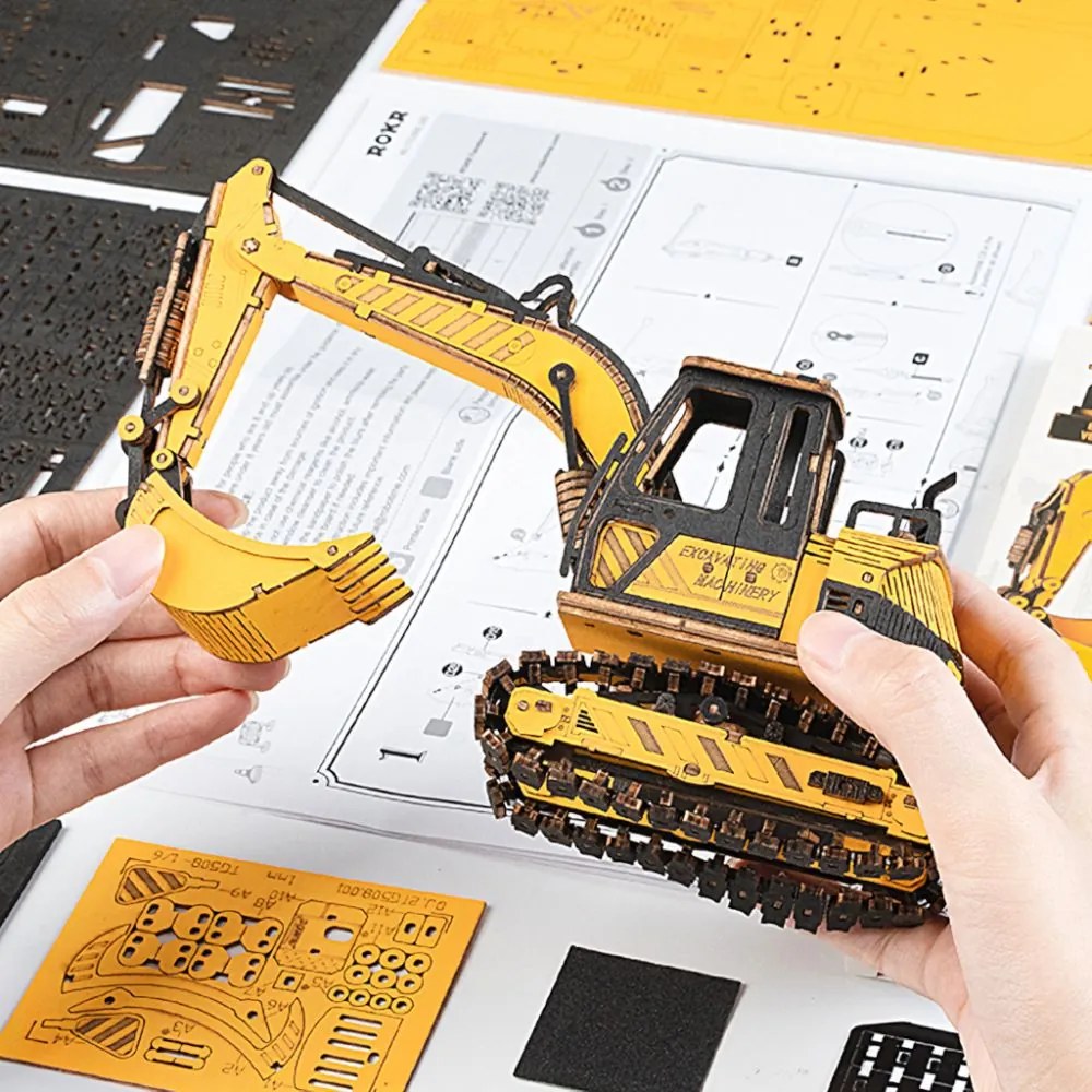 Robotime Rokr 3D dřevěné puzzle Bagr 395 ks