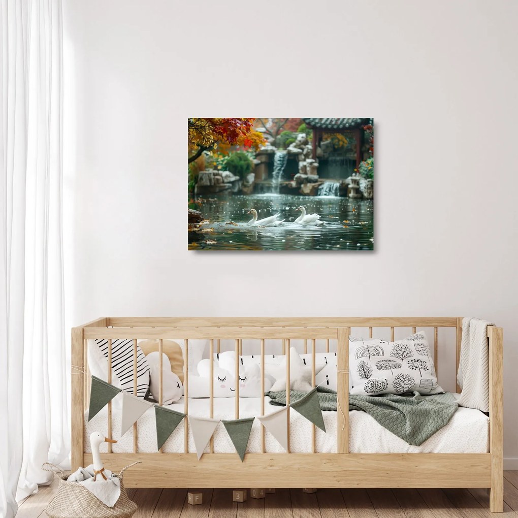 Sklenený obraz - Ázijské jazierko (70x50 cm)