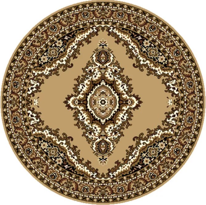 Alfa Carpets Kusový koberec TEHERAN T-102 beige kruh - 190x190 (průměr) kruh cm