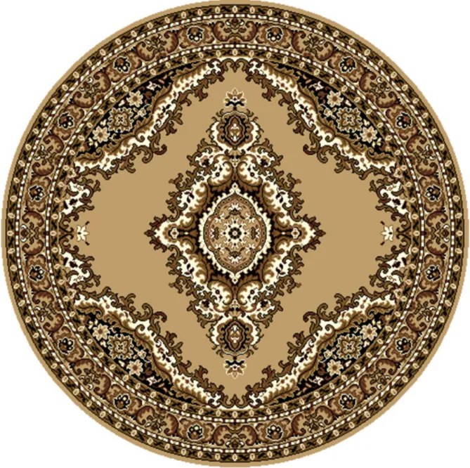 Alfa Carpets, TRHÁK: Kusový koberec TEHERAN T-102 beige kruh, 190x190 (průměr) kruh, béžová, chodba / predsieň