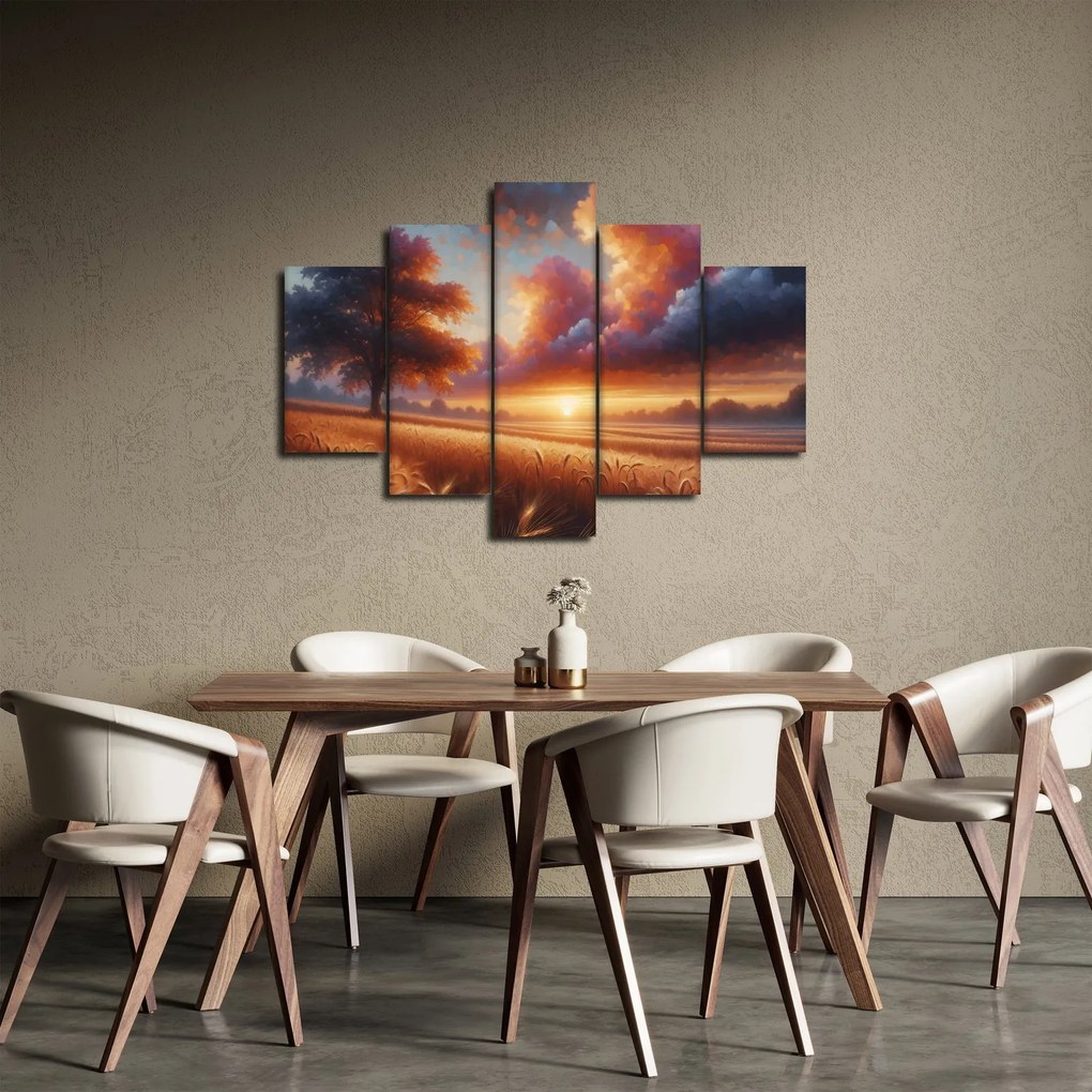 Obraz – Západ slnka na poli (150x105 cm)