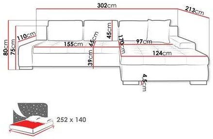 Rohová sedacia súprava Hesron (biela). Vlastná spoľahlivá doprava až k Vám domov. 1122239
