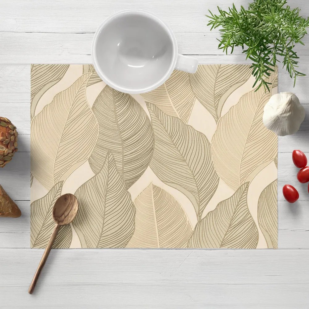 Biante Zamatové prestieranie na stôl Tamara TMR-046 Prírodné popínavé listy na krémovom 30x40 cm