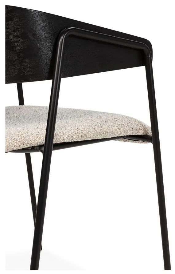 Čierne/béžové čalúnené jedálenské kreslá v súprave s podrúčkami 2 ks Cora – MOME