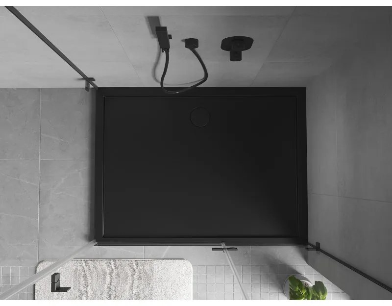 Mexen Flow, obdĺžniková sprchová vanička, slim, 85 x 130 cm, čierna matná, 46R708513