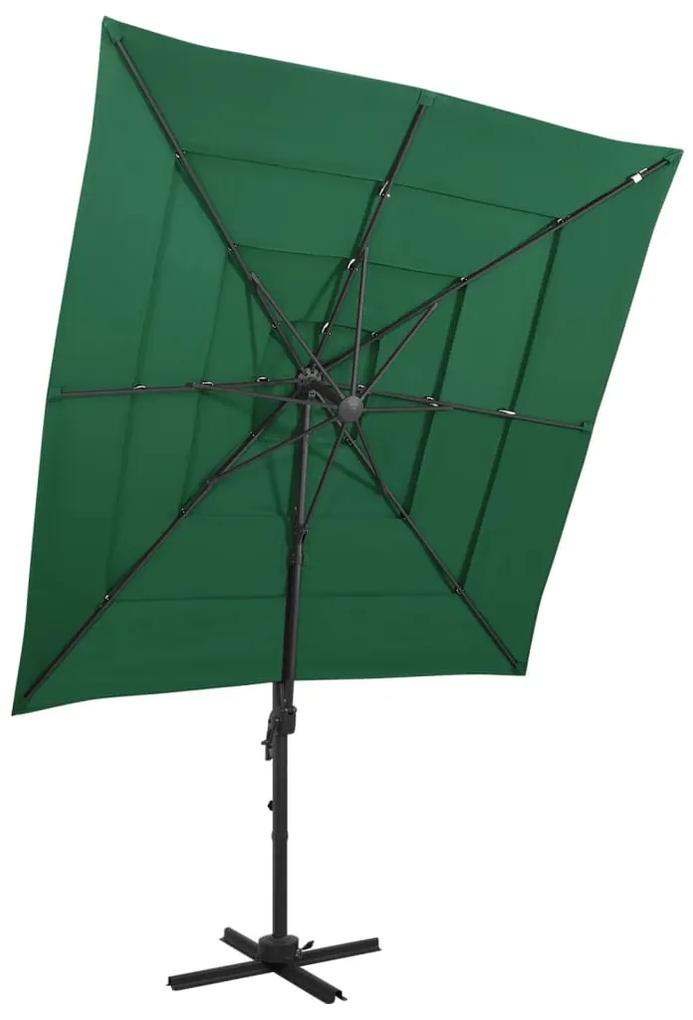 4-stupňový slnečník s hliníkovou tyčou zelený 250x250 cm