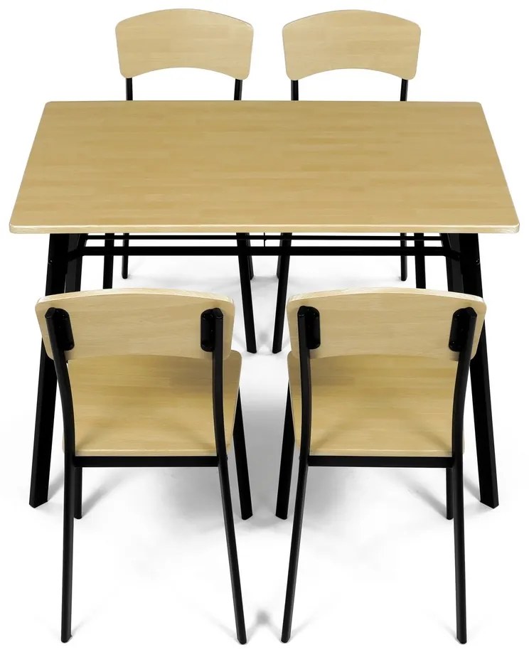Jedálenský set Industrial so 4 stoličkami, 110 x70 x 76 cm, hnedý