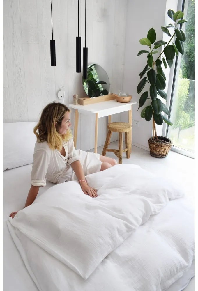 Biele mušelínové obliečky na dvojlôžko 200x200 cm Plain Muslin – Butter Kings