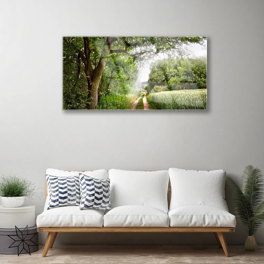 Skleneny obraz Stromy chodník príroda 120x60 cm