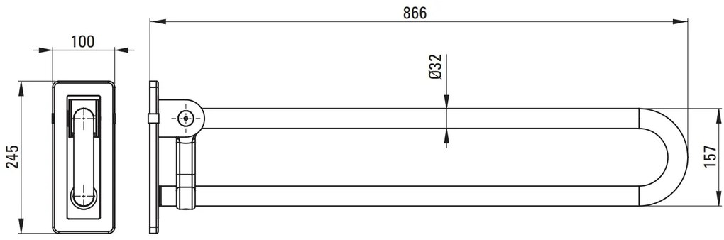 Deante Deante, skladací držiak na stenu 866x245 mm, chrómová, DEA-NIL_043D