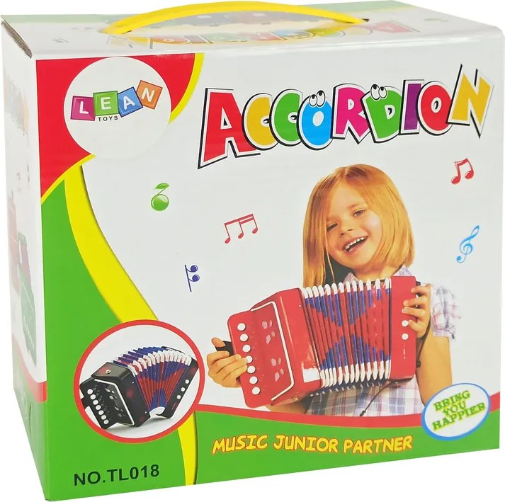 LEAN Toys Akordeónový nástroj pre malého hudobníka Červená