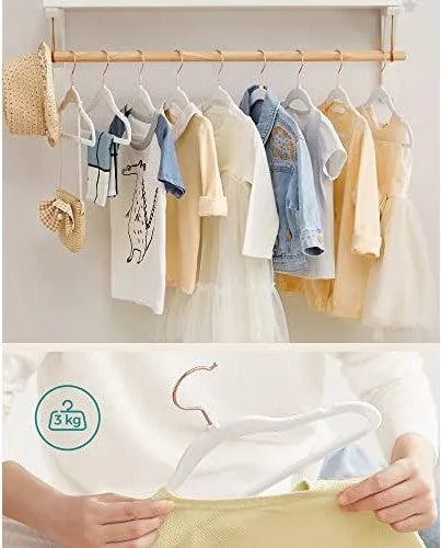 Detské vešiaky, balenie 50 ks zamatových vešiakov, 30 x 0,5 x 20,5 cm, biele