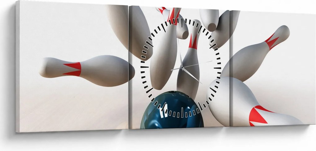 Obraz - Bowling (s hodinami) (90x30 cm)