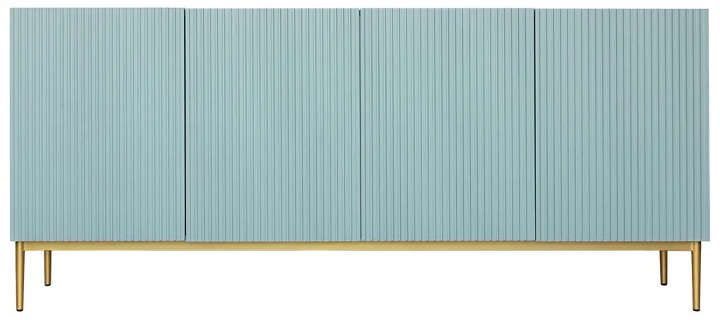 Komoda Nicole 200 cm - šalviová MDF / zlaté nožičky