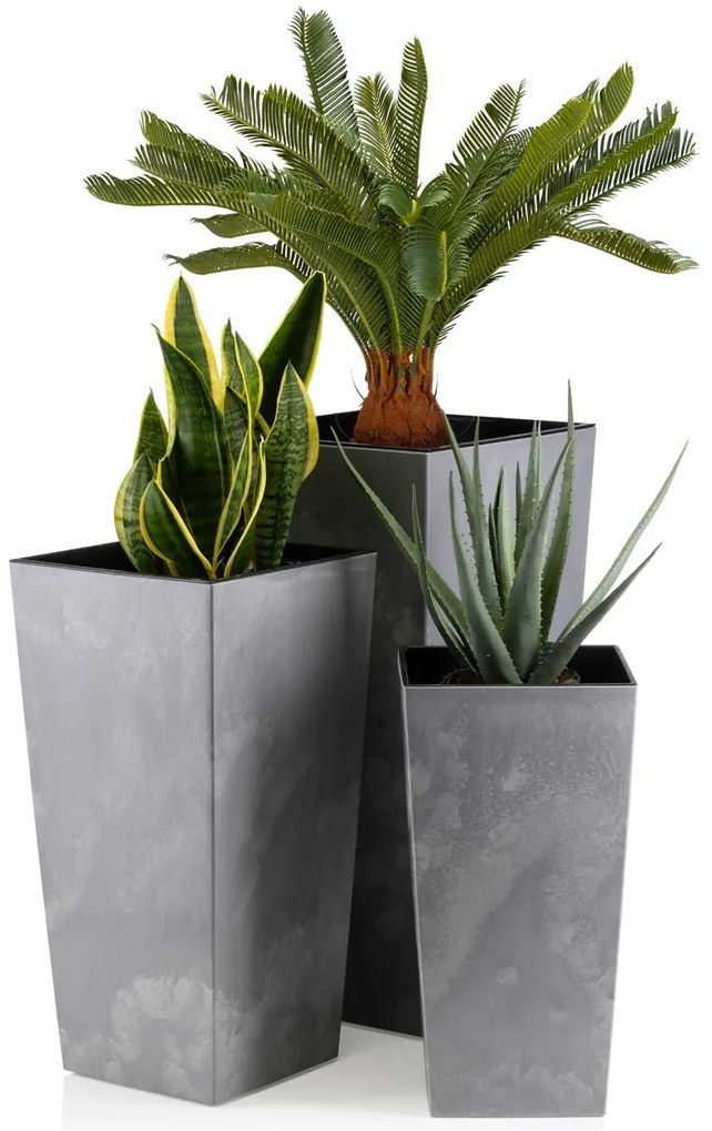 PLASTOVÝ KVETINÁČ PORTO 46X25X25 CM IMITÁCIA BETÓNU SIVÁ