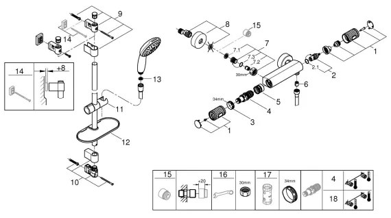 GROHE 34791001 - Termostatická sprchová súprava PRECISION FEEL 600 mm chróm