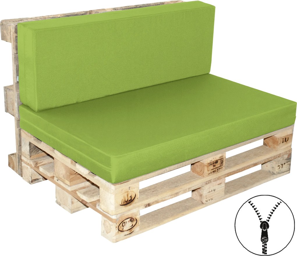 Doppler Polstrovanie na paletové sedenie sedák + opierka, tuhá polyuretánová pena zelená