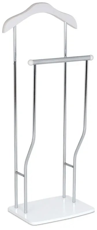 Němý sluha, výška 108 cm, MDF - bílý matný lak, kov - chrom, nosnost 5 kg