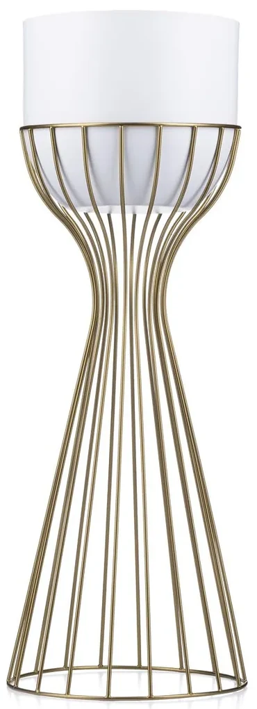 KOVOVÝ KVETINÁČ SO STOJANOM GLAM 56X20 CM BIELA/ZLATÁ