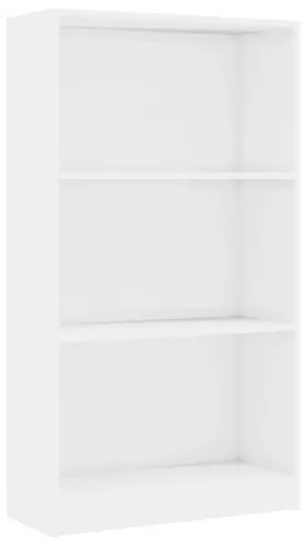 vidaXL Knižnica s 3 policami, lesklá biela 60x24x108 cm, drevotrieska-