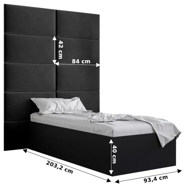 Jednolôžková posteľ s čalúneným čelom 90 cm Brittany 1 (čierna matná + biela) (s roštom). Vlastná spoľahlivá doprava až k Vám domov. 1045868
