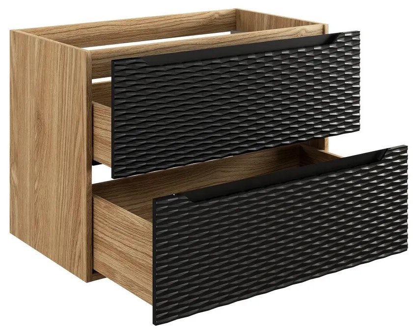 Kúpeľňová zostava Ocean s doskou, umývadlom a skrinkami 120 cm čierna/dub olejovaný