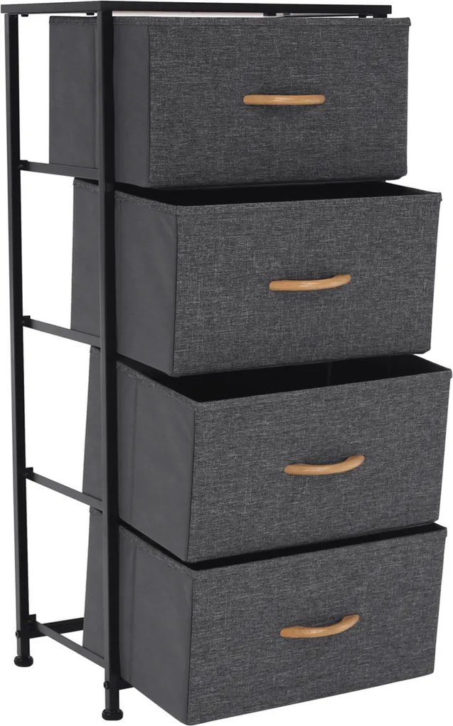 Komoda s látkovými zásuvkami PALMERA, čierna