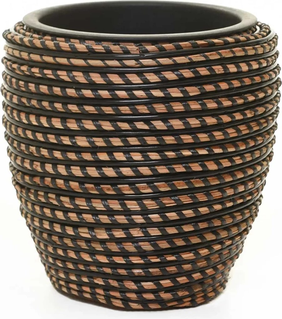Interiérový kvetináč MASTELLO, ratan, 24x24 cm, natur/čierna