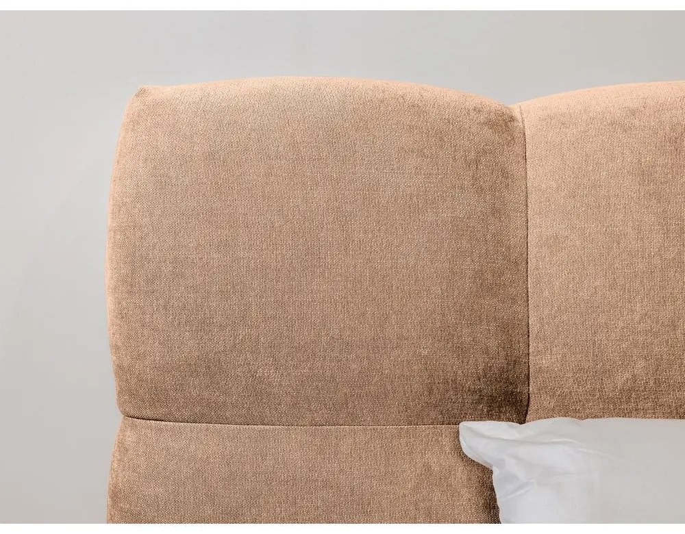 Svetloružová čalúnená dvojlôžková posteľ s roštom 160x200 cm Kumo – Bobochic Paris