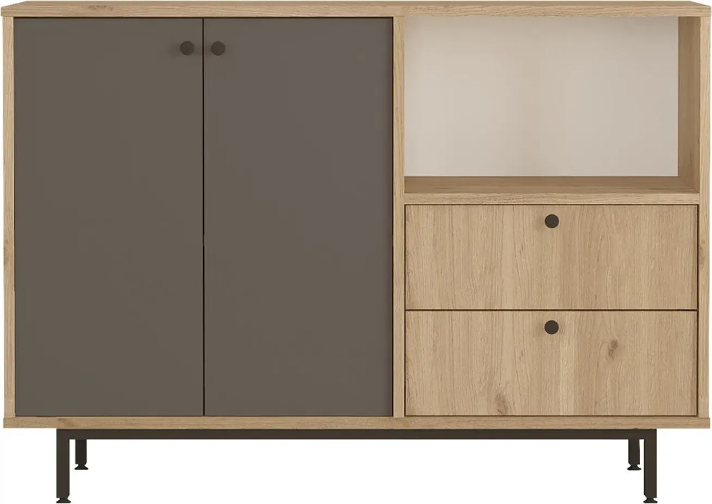 Skrinka na mikrovlnku Houseland Royce 02 dub Castello/antracitovo šedá