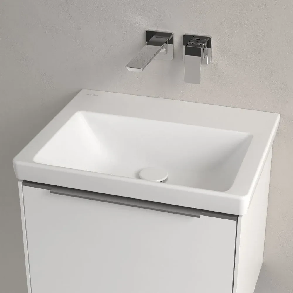 VILLEROY & BOCH Subway 3.0 umývadlo na skrinku bez otvoru, bez prepadu, 550 x 440 mm, Stone White, s povrchom CeramicPlus, 4A70F6RW