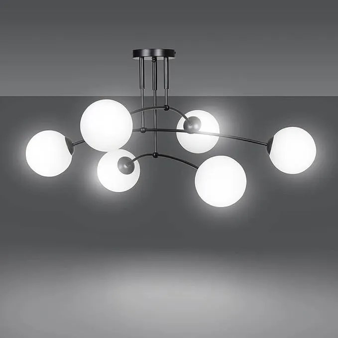 Toolight Toolight, stropné svietidlo 6xE14 APP1576-6C, čierna-biela, OSW-03602