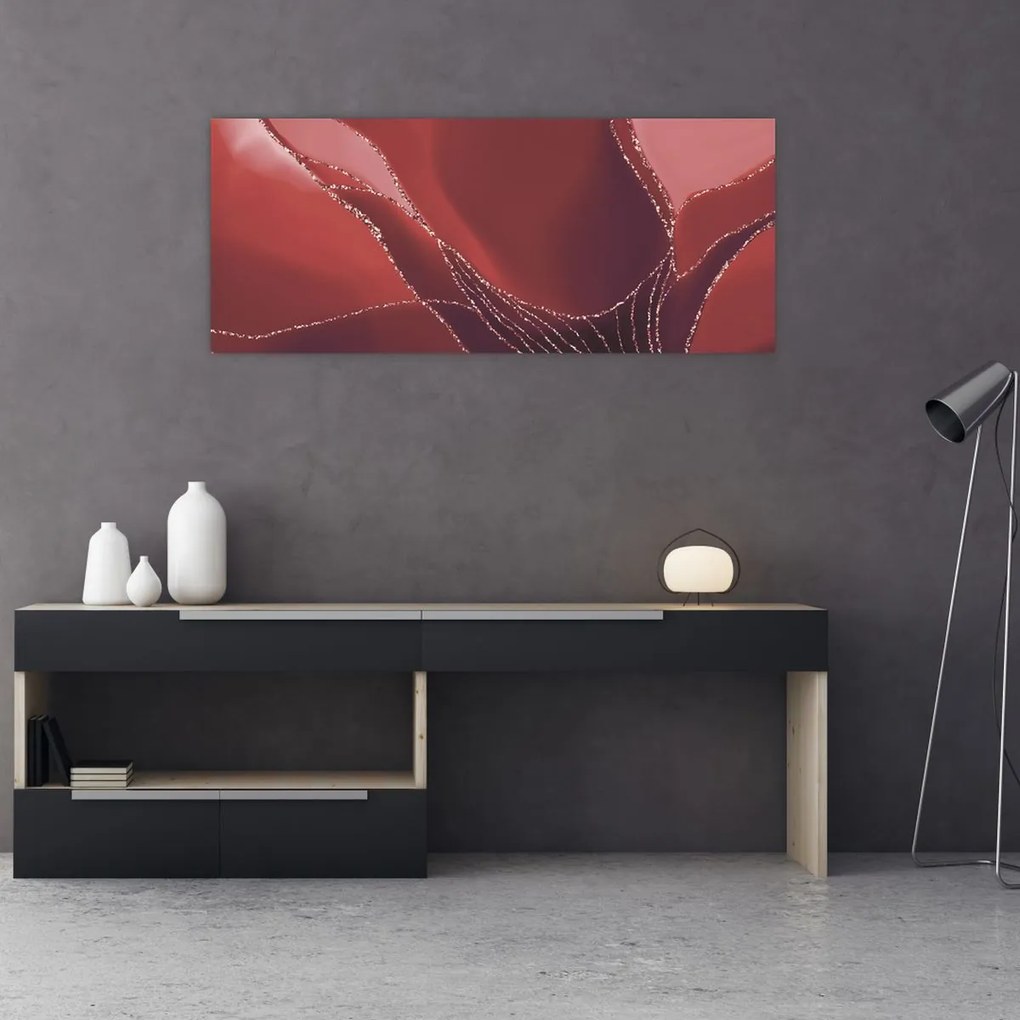 Obraz - Červená abstraktná kvetina N⁰2 (120x50 cm)