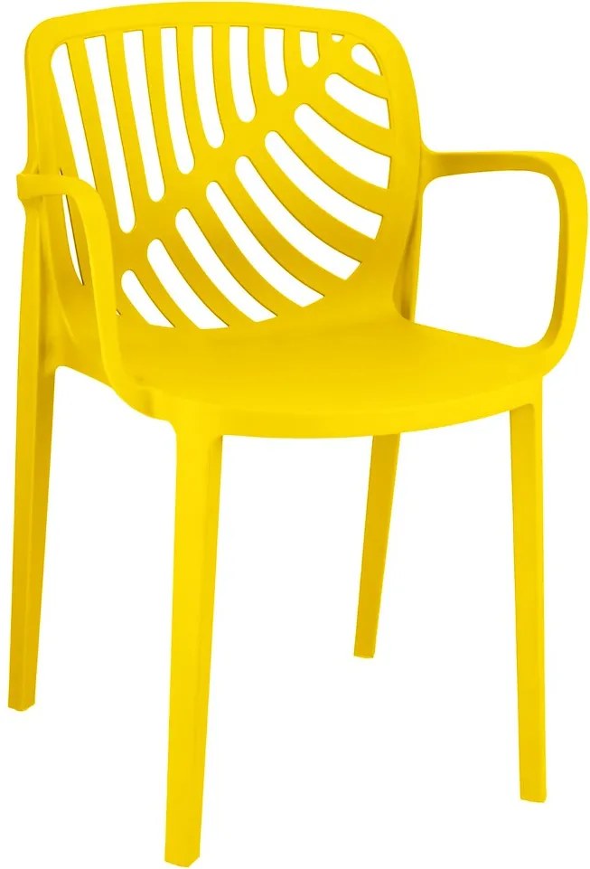 JU Plastová záhradná stolička, ochrana proti UV žiareniu, 79 x 52,2 x 55 cm, žltá