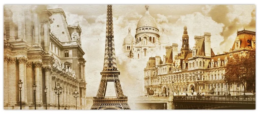 Obraz - Parížske pamiatky (120x50 cm)