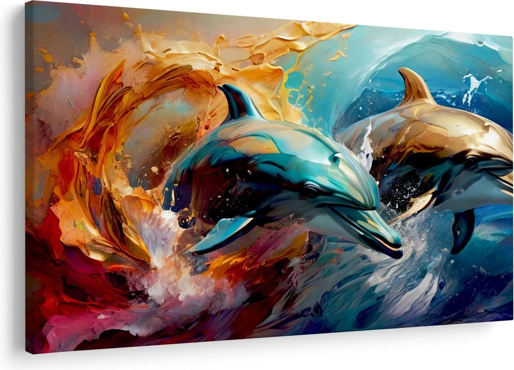 Obraz - Maľba delfínov (90x60 cm)