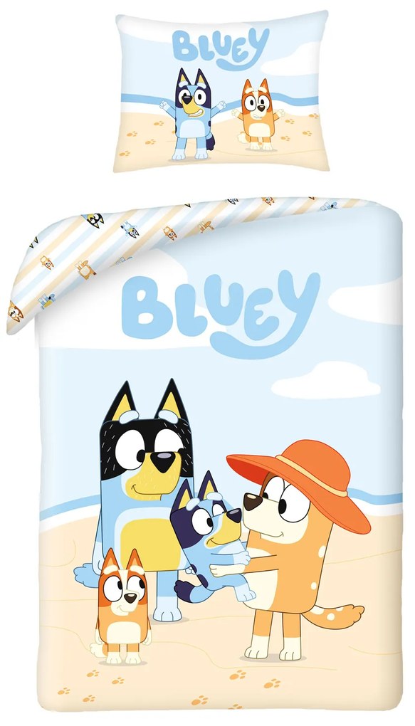 DETSKÉ BAVLNENÉ OBLIEČKY BLUEY 140X200 CM, 1KS 70X90 CM VZOROVANÉ