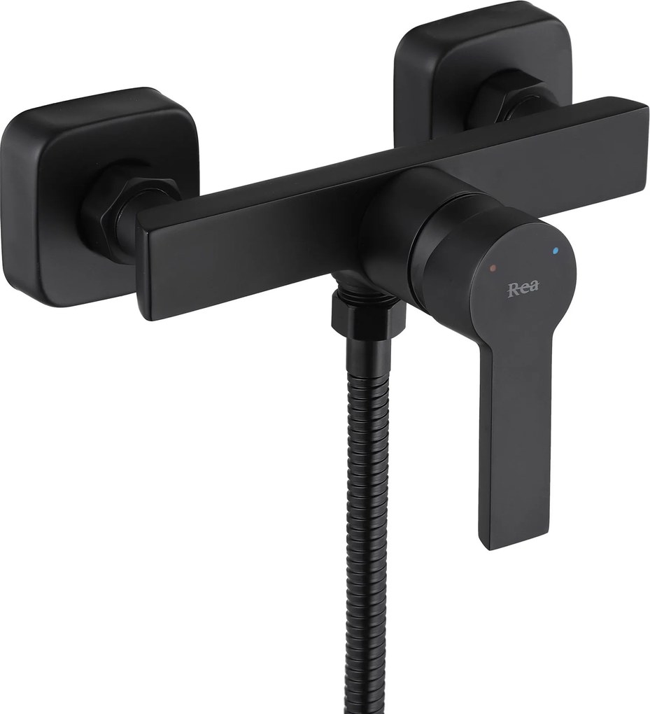 Rea Argus, sprchová batéria s ručnou bodovou sprchovou súpravou, čierna matná, REA-B6406