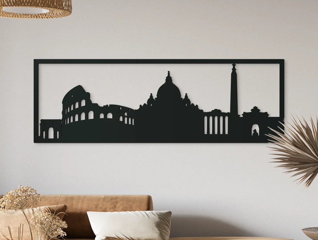 drevko Obraz Rím panoráma Rozmer obrazu: 29,5 x 89 cm, Farba dekorácie: Čierna