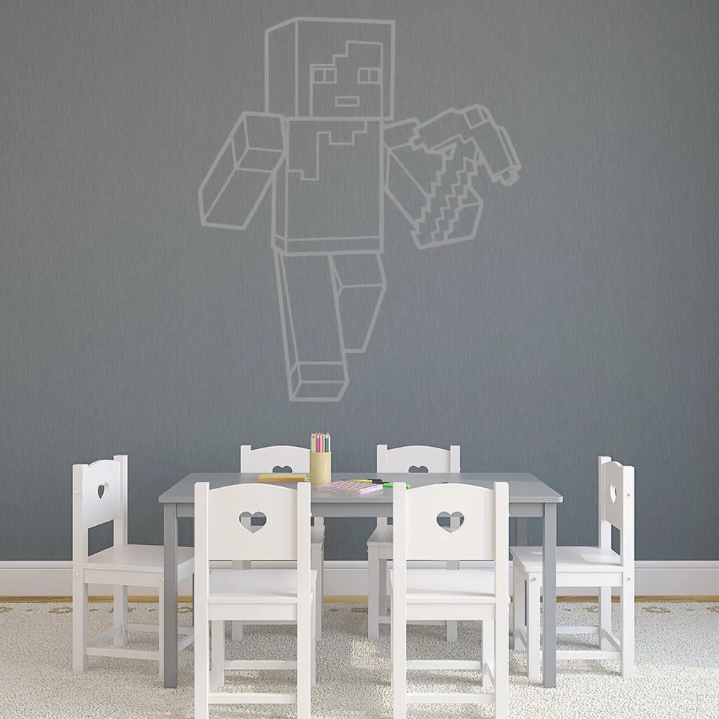 Veselá Stena Samolepka Minecraft krompáč Farba: bílá, Veľkosť: 40 x 34 cm