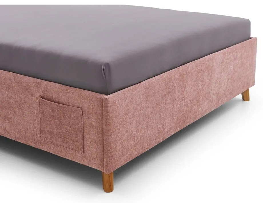 Ružová čalúnená detská posteľ s úložným priestorom s roštom 140x200 cm Fun – Meise Möbel