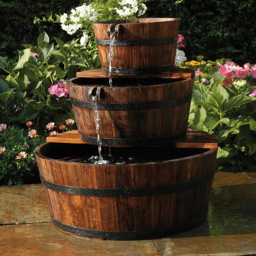 Ubbink Záhradná fontána z drevených sudov vodopád 3 ks set sudov