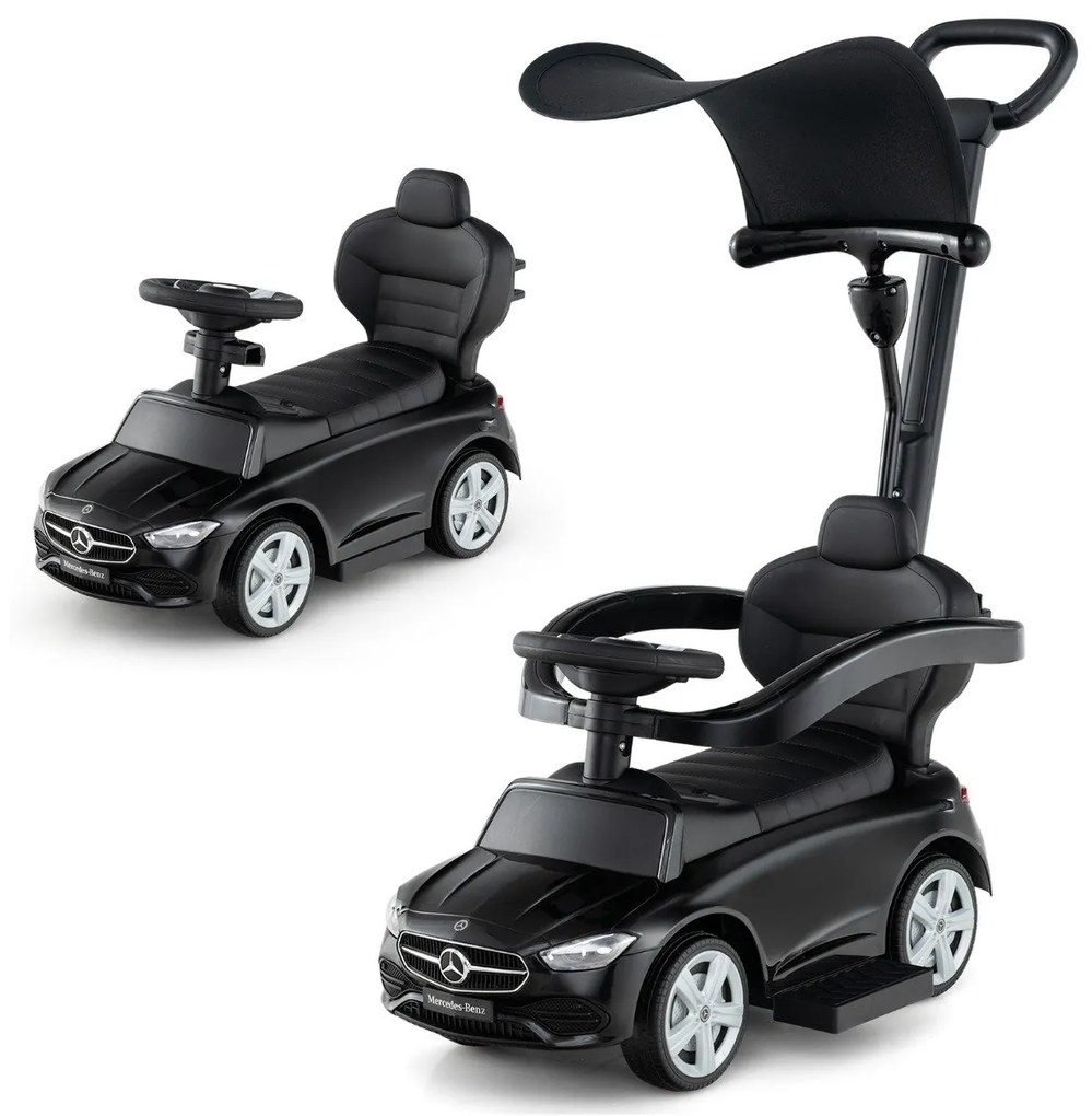Mercedes-Benz Ride-On Car 3-v-1 Ride-On auto s prítlačnou rukoväťou pre deti od 1 roka ružové Barva: Čierna